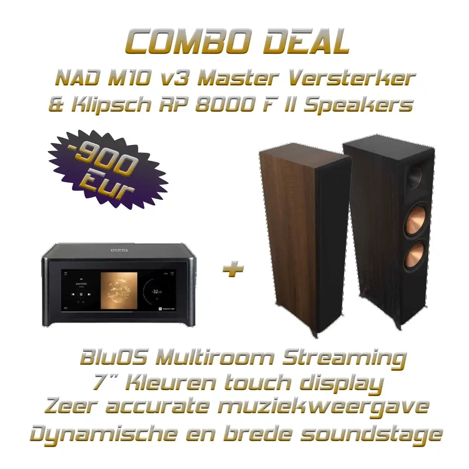 NAD M10 v3 Master & Klipsch RP 8000 F II Speakers